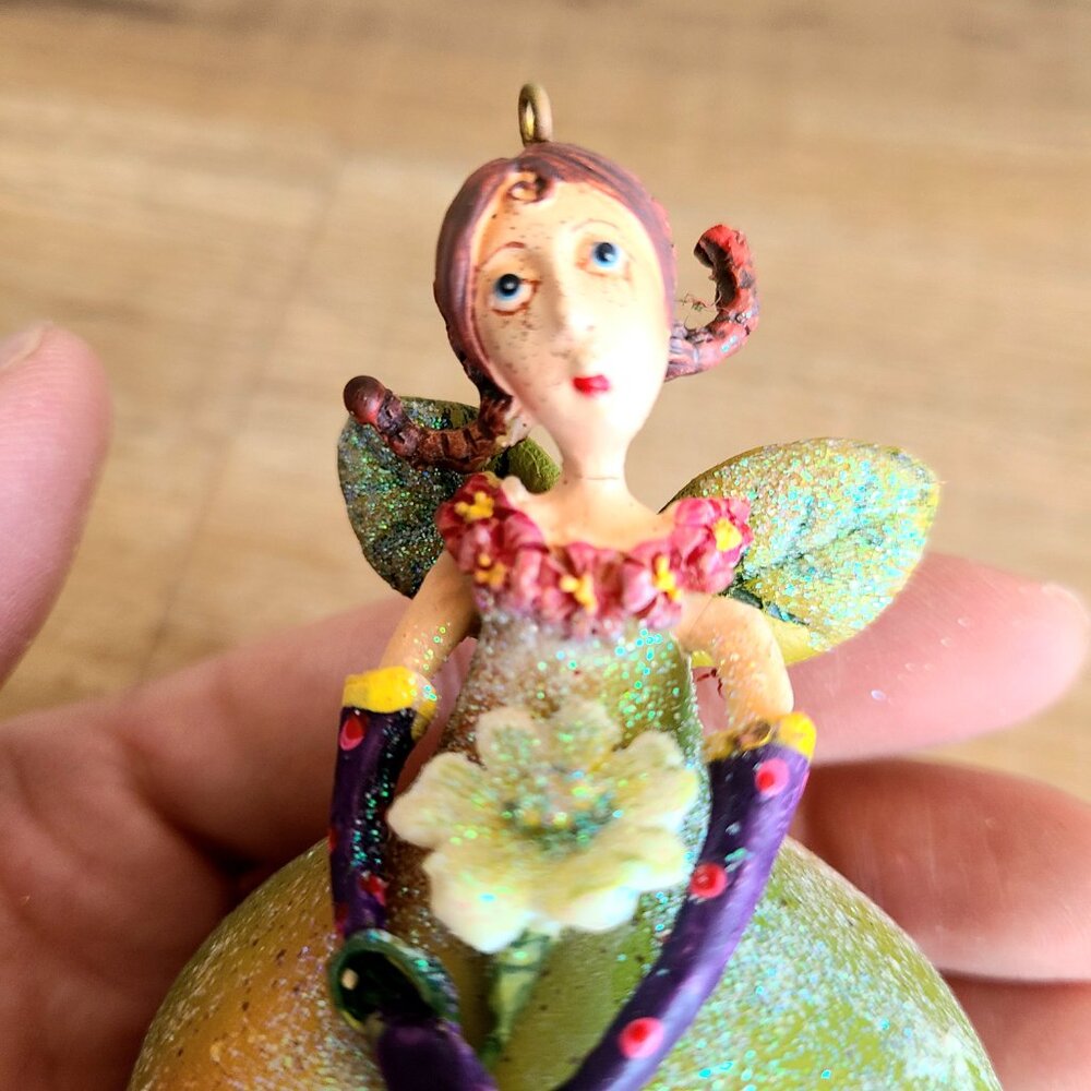 Vintage Department 56 Tutti Frutti Pear Fruit Fairy Angel Christmas decoration.